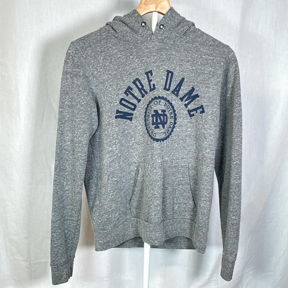 League Notre Dame Hoodie Mens Medium Gray Triblend Sweatshirt TR150-FALL HEATHER